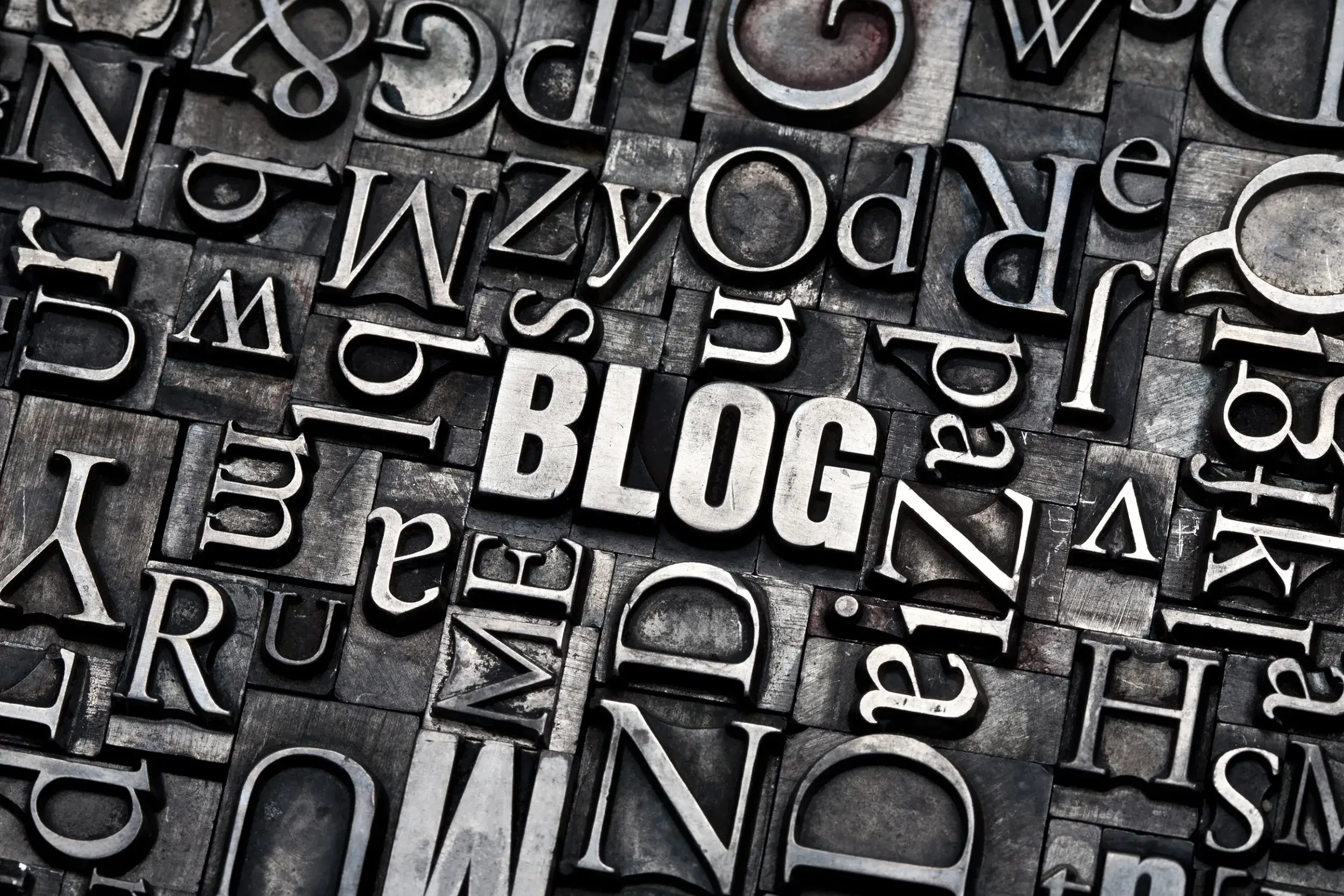 Letters on steel with Blog as word